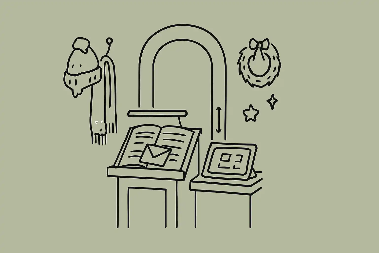 Une petite enveloppe glissée dans le livre de réservations d'un resto, près d'une tuque accrochée à l'entrée