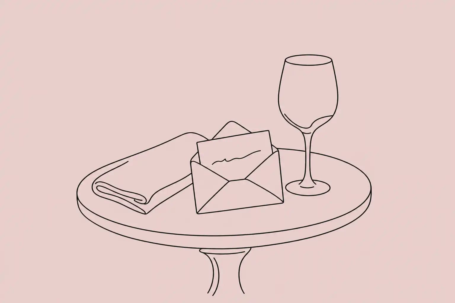 Carte-cadeau de restaurant dans une enveloppe, posée sur une table de bistro