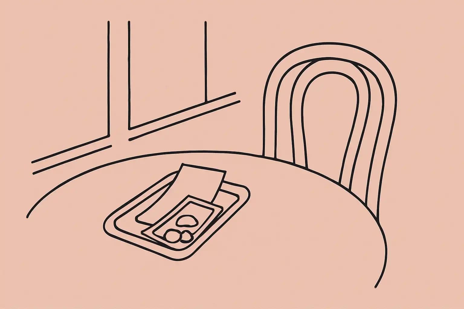 Table de restaurant vide après le service avec carnet de notes au comptoir