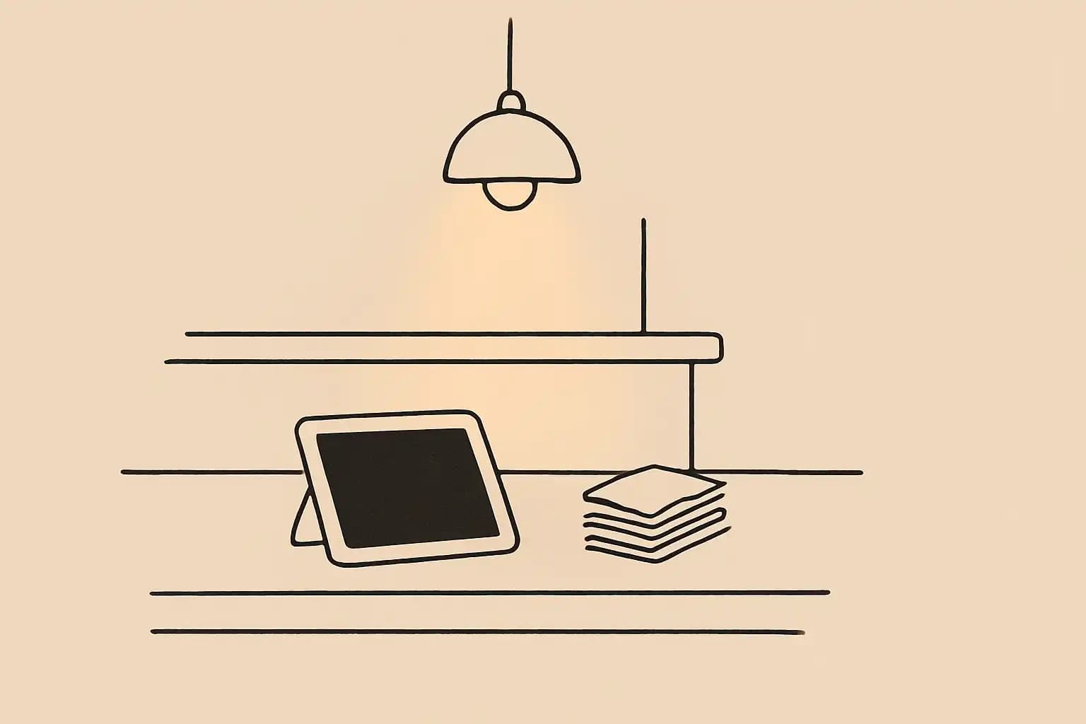 Comptoir de restaurant avec tablette et bons de commande après le service du soir