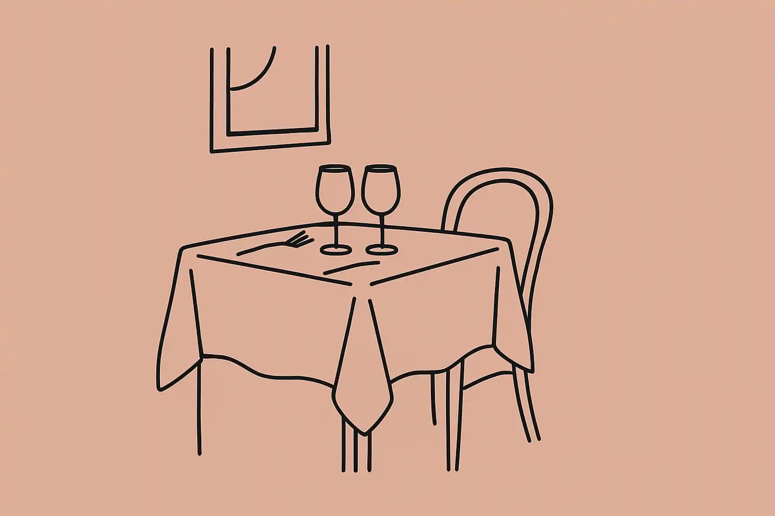 Une table de restaurant mise pour le service du soir avec un éclairage chaleureux