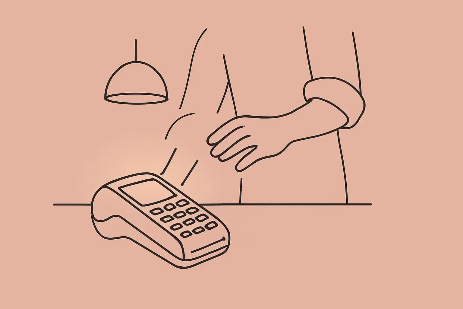 Terminal de paiement sur le comptoir d'un restaurant indépendant