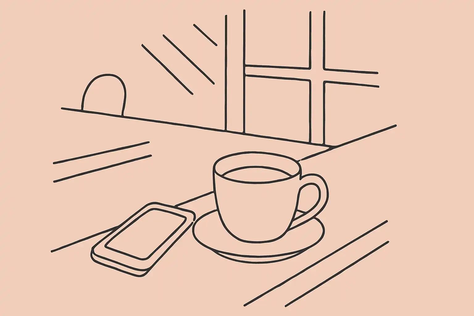 Comptoir de restaurant indépendant avec cellulaire et café du matin