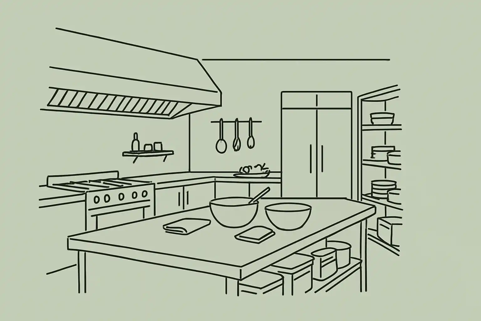 Clean restaurant kitchen counter with temperature log ready for health inspection