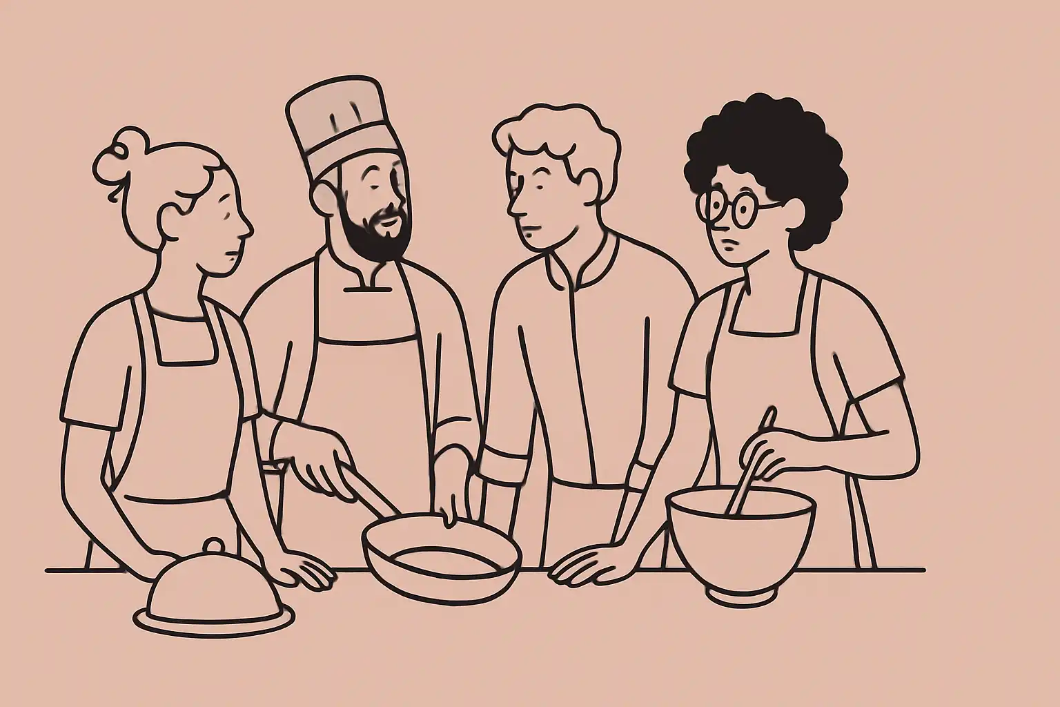 Équipe de cuisine diversifiée travaillant ensemble dans un restaurant québécois