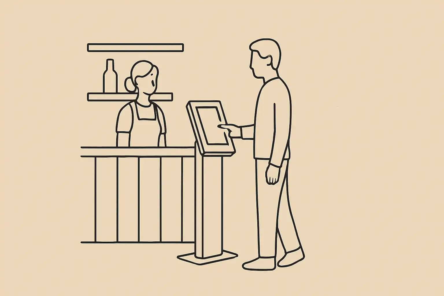 Kiosque de commande en libre-service dans un restaurant indépendant au Québec