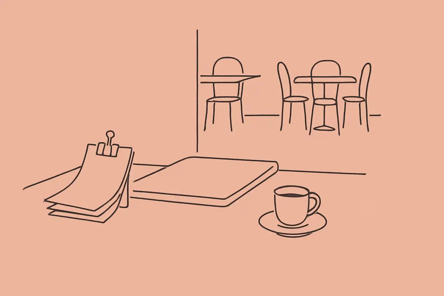 Bureau d'un restaurateur indépendant avec une pile de factures de fournisseurs après le service