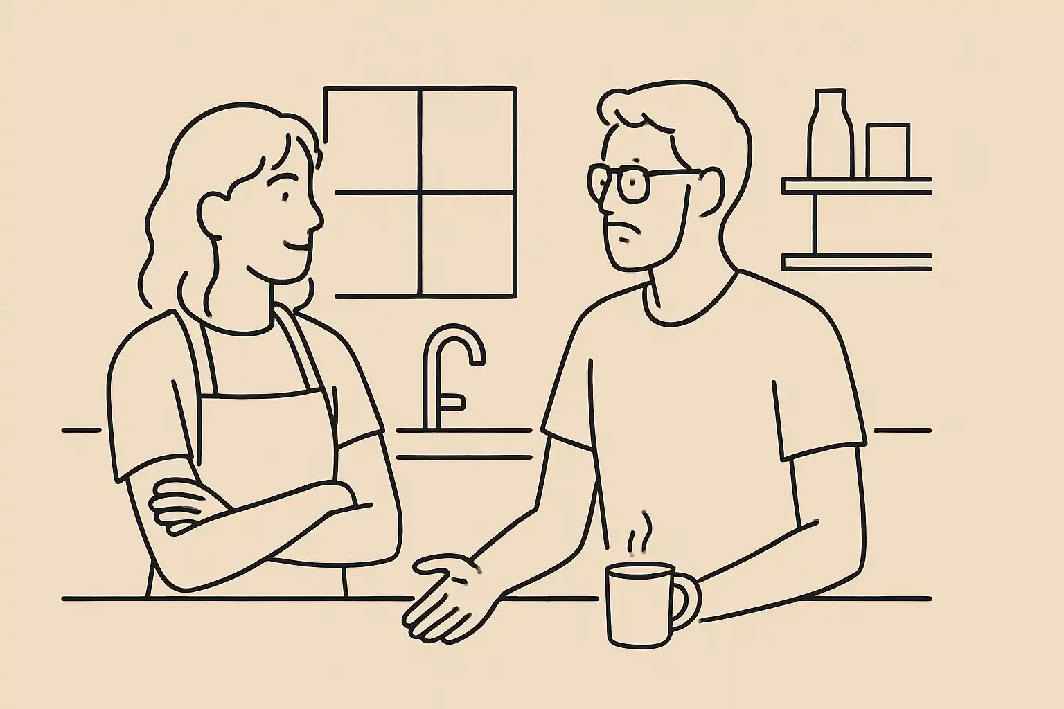 Équipe de restaurant en discussion dans une cuisine calme