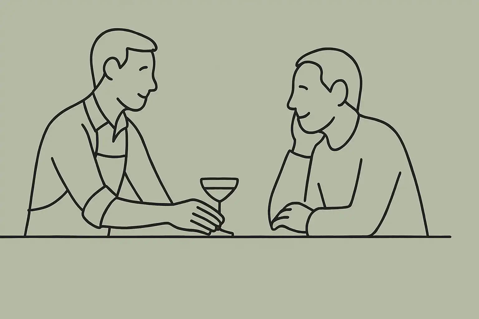 Bartender serving a regular customer at an independent restaurant bar