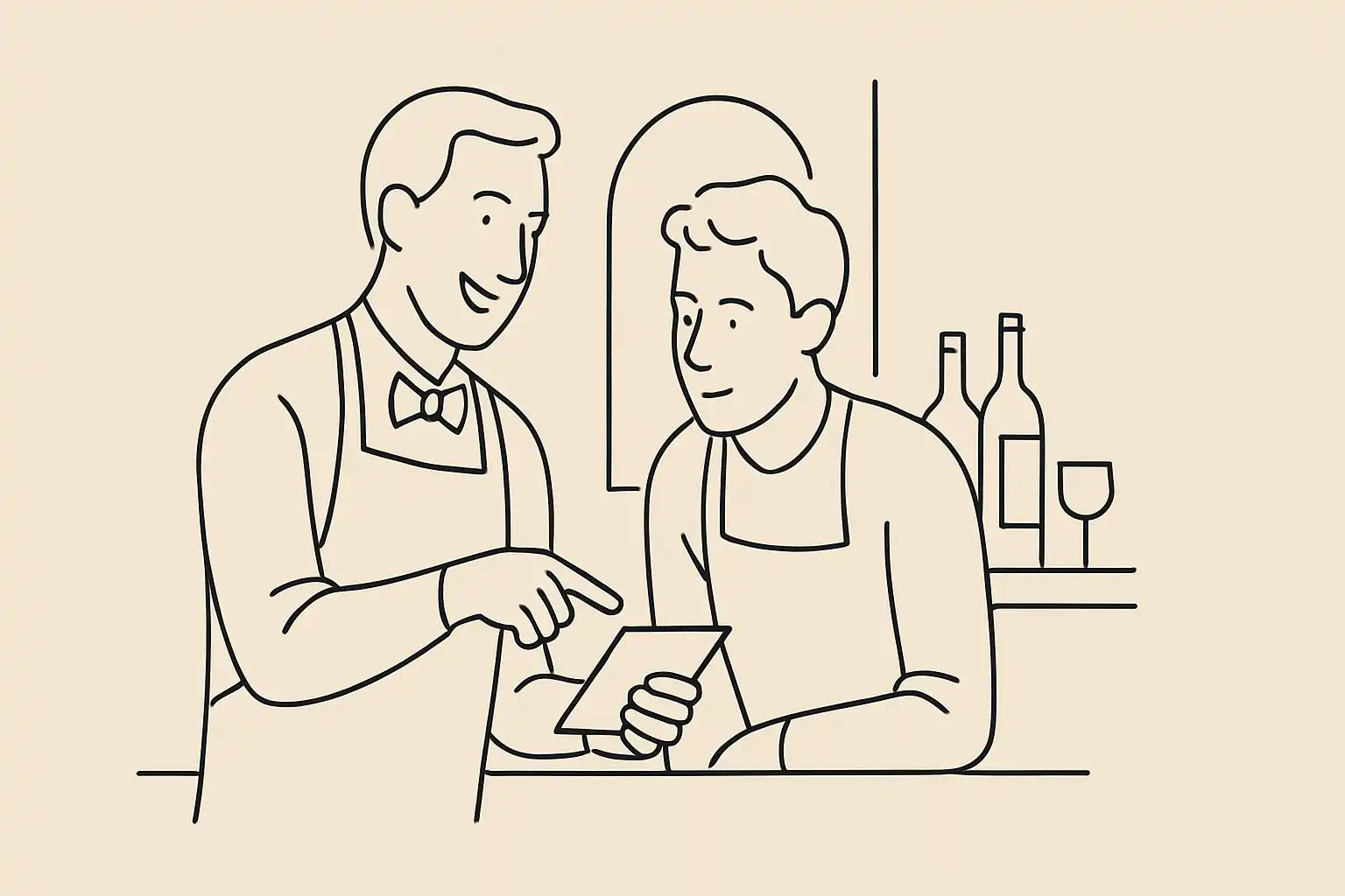 Équipe de restaurant en action derrière le bar