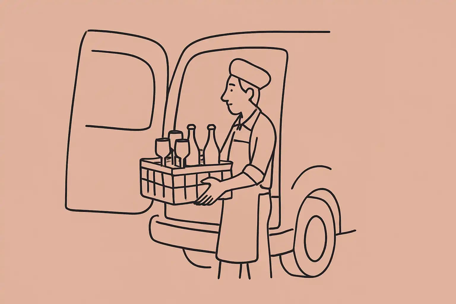 Restaurateur chargeant son materiel de service pour un evenement de traiteur