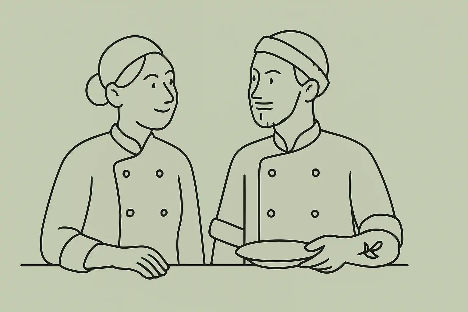 Collègues en cuisine d'un restaurant indépendant pendant le service