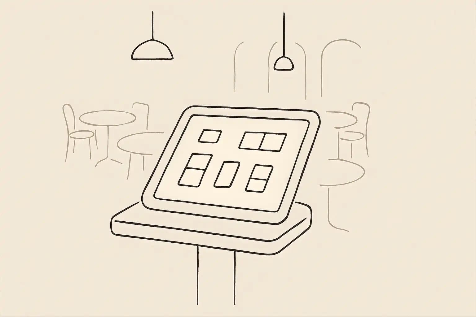 Restaurant management software on a tablet at a host stand