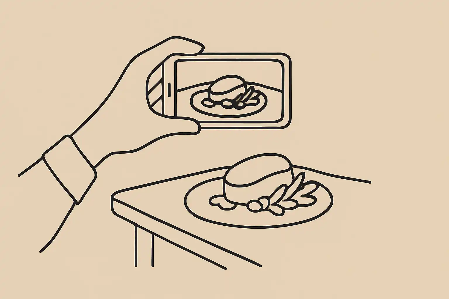 Independent restaurant server photographing a plated dish for social media