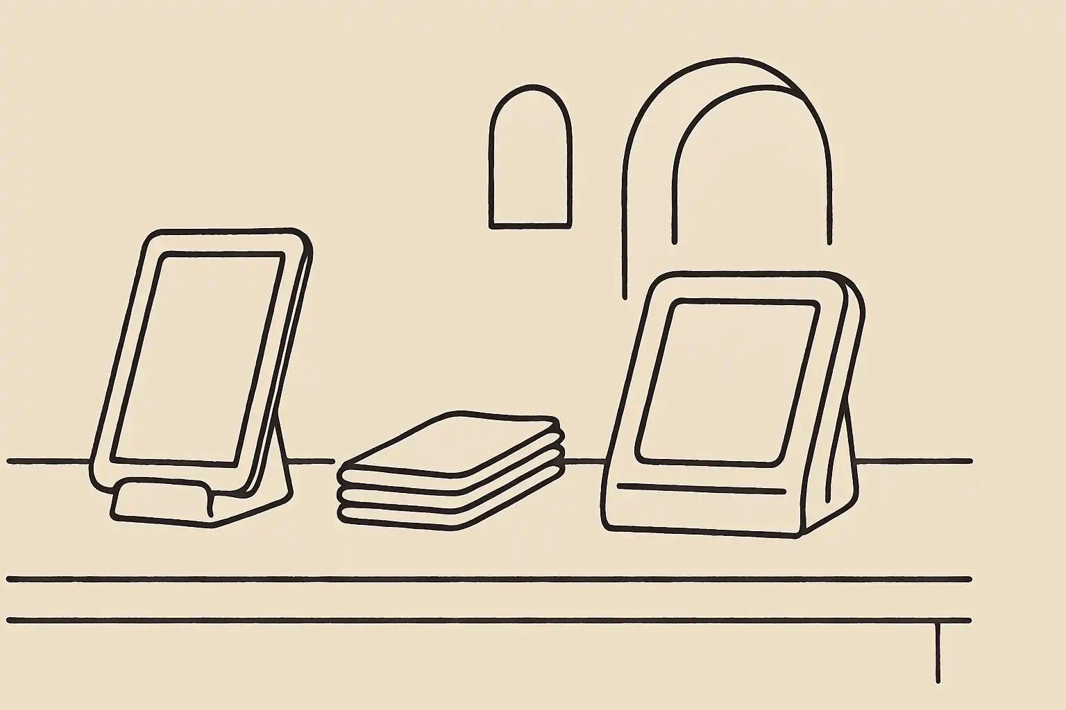 Two different restaurant POS tablets side by side on a server station before service